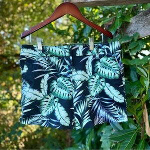 Cynthia Rowley Navy Blue & Green Tropical Print Shorts - Size 2